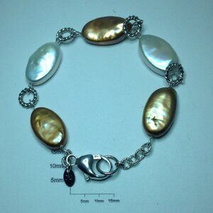Honora Silver Links Freshwater Pearl Bracelet.